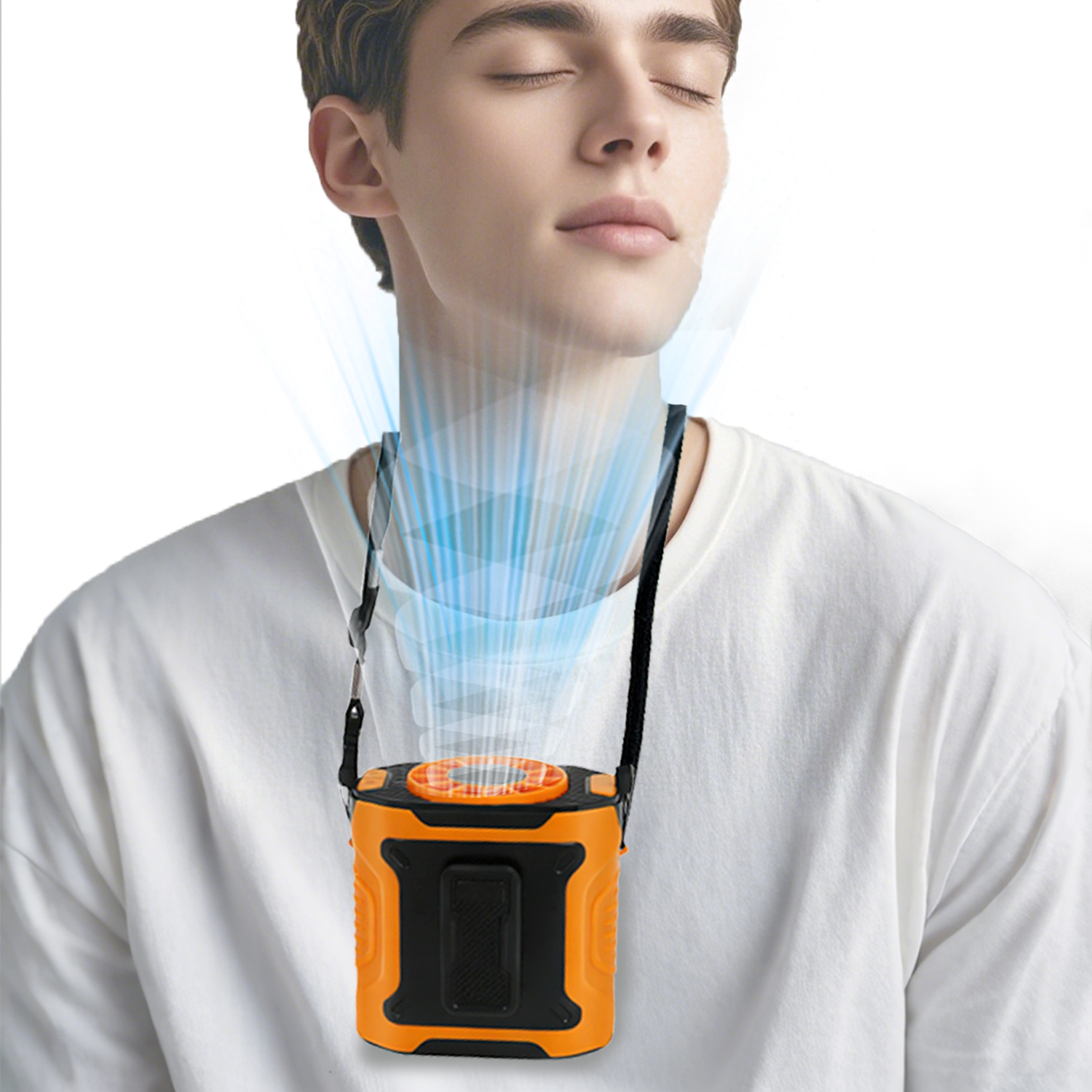 4000mAh USB Wearable Neck Fan, Portable Rechargeable Waist Clip Fan for Hiking, Fishing, Camping, Super Long Standby & Strong Cooling