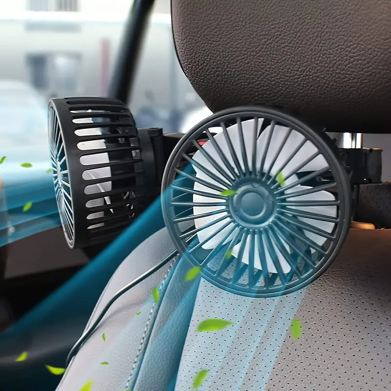 Dual Head Car Fan USB Powered Rear Seat Cooler for Summer Driving, Perfect for Road Trips,Taxi, Family Travel, 36V Safe Voltage, No Battery Needed
