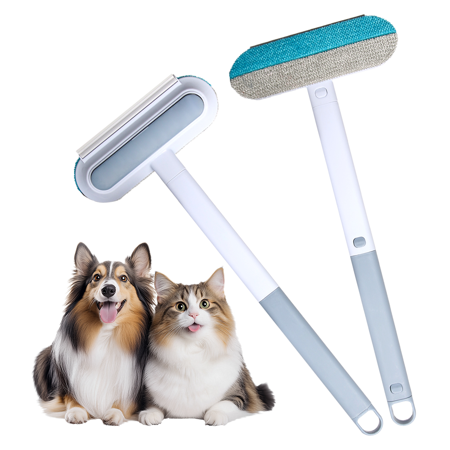 Long Handled Pet Hair Removal Tool, Dual Directional Brush Suitable for Dogs and Cats, Easy to Clean and Reuse, Durable Plastic Bristle, Effectively Controlling and Cleaning Hair Loss in Dogs and Cats