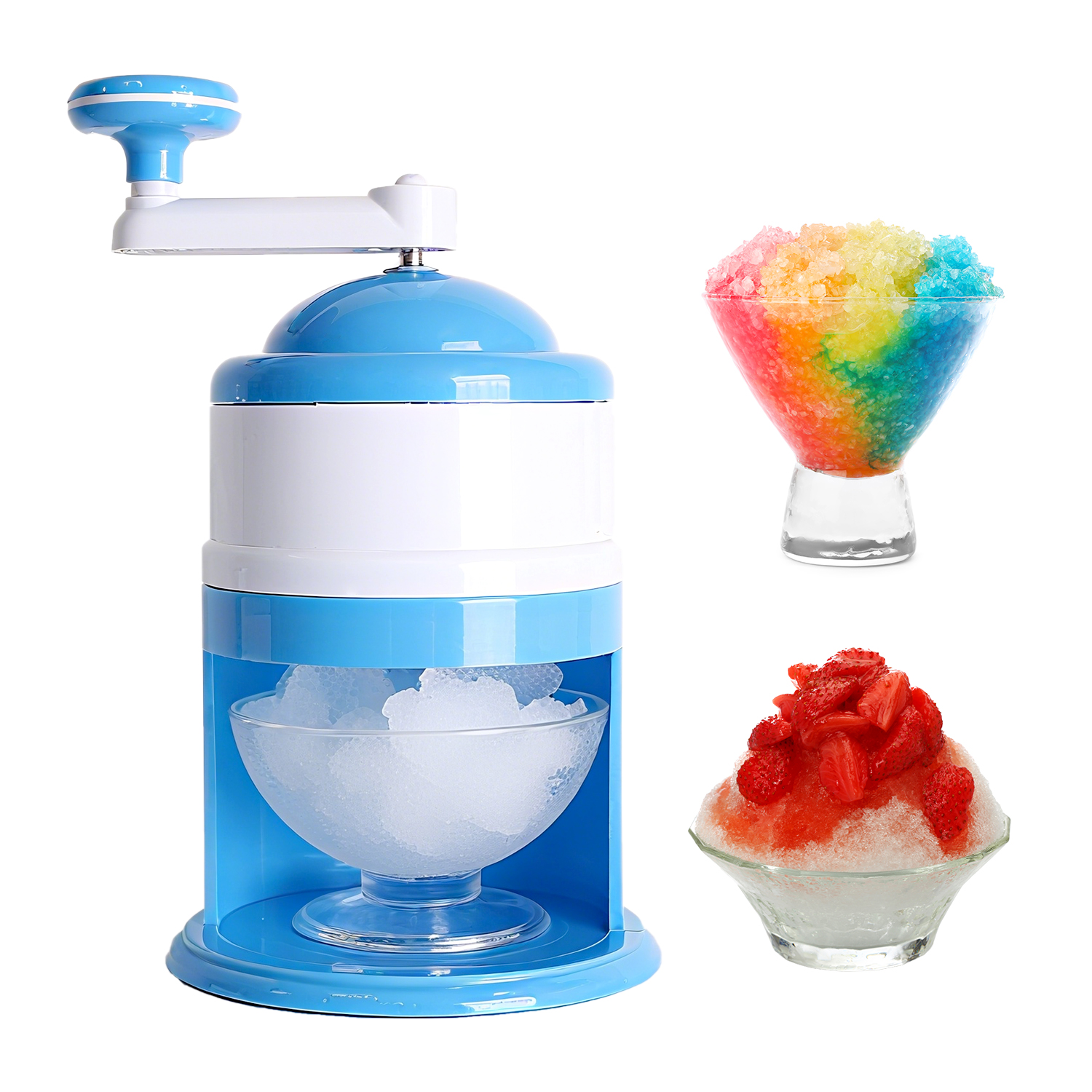 Manual Shaved Ice Maker Machine for Slushies and Snow Cones, Small Household slushie machine for Fruit Smoothies, Perfect for Summer Parties and Family Fun , Blue